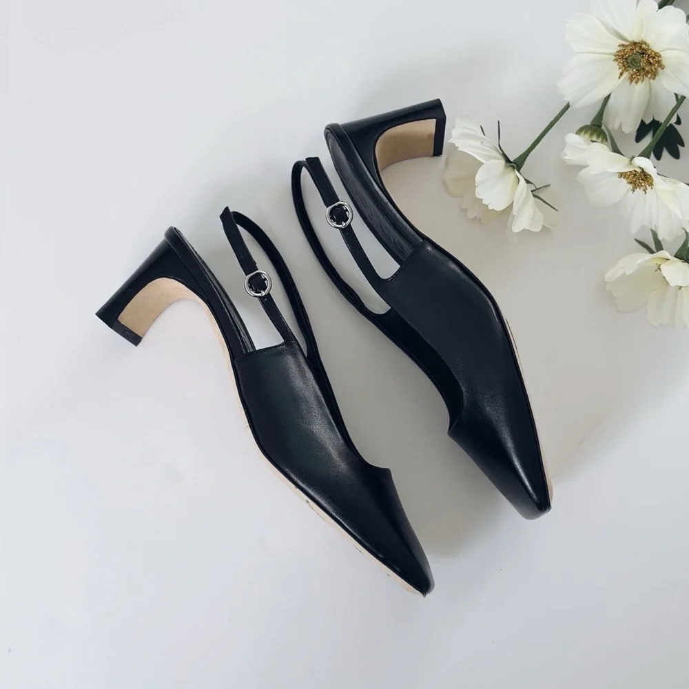 Aeyde Eliza Nappa Leather Black Heels